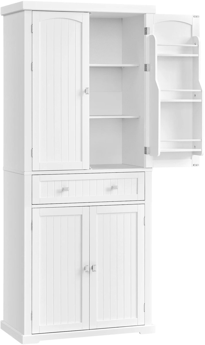 Keukenkast - Hoge Kast - Opbergkast - Kast - Hoge Keukenkast - 1 Lade - 40 × 76 × 182,1 cm (D × B × H) - Wit