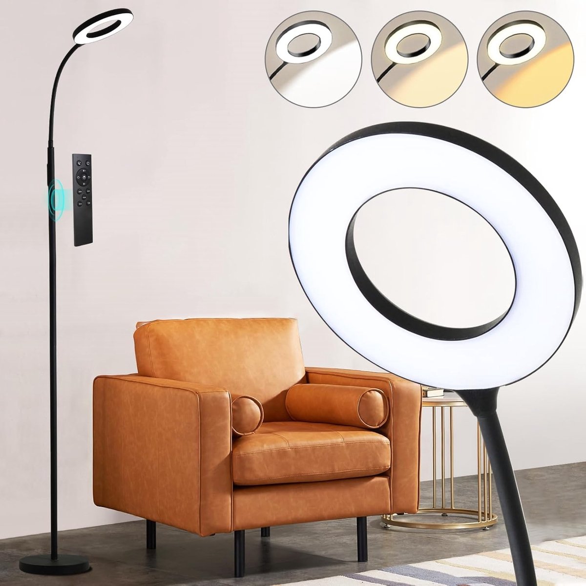 Lampen District - LED Vloerlamp Dimbaar – Moderne LED vloerlamp - Afstandsbediening