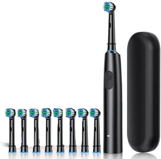 Roterende elektrische tandenborstel, snel opladende tandenborstel, mondverzorging, nieuw product - zwart, 8 koppen