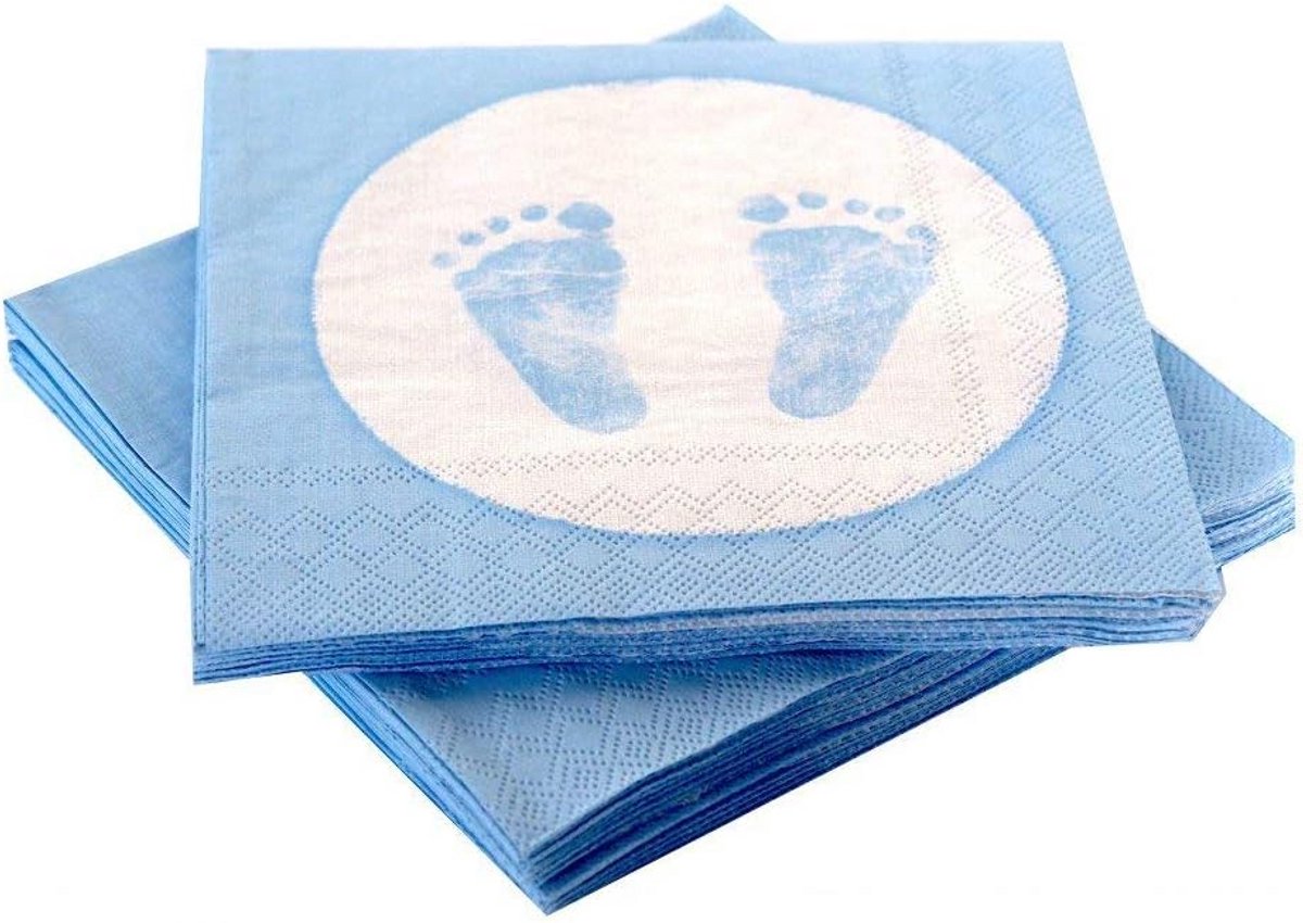 Servetten Babyvoetafdruk Lichtblauw voor Doop en Geboorte
