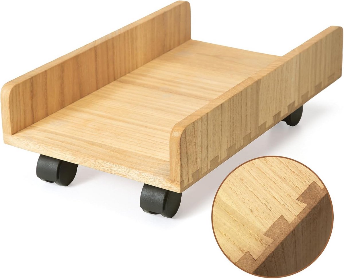Mobiele CPU-standaard met Zwenkwielen - Handgemaakt Massief Hout