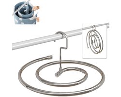 Spiraal droogrek voor kleding - Droogrek voor lakens - Ophangbaar droogrek voor kleding - Diameter 41,8 cm - Totale spiraallengte 2,2 m - Opvouwbaar - Geschikt voor het drogen van dekbedden, lakens en gordijnen - zilver