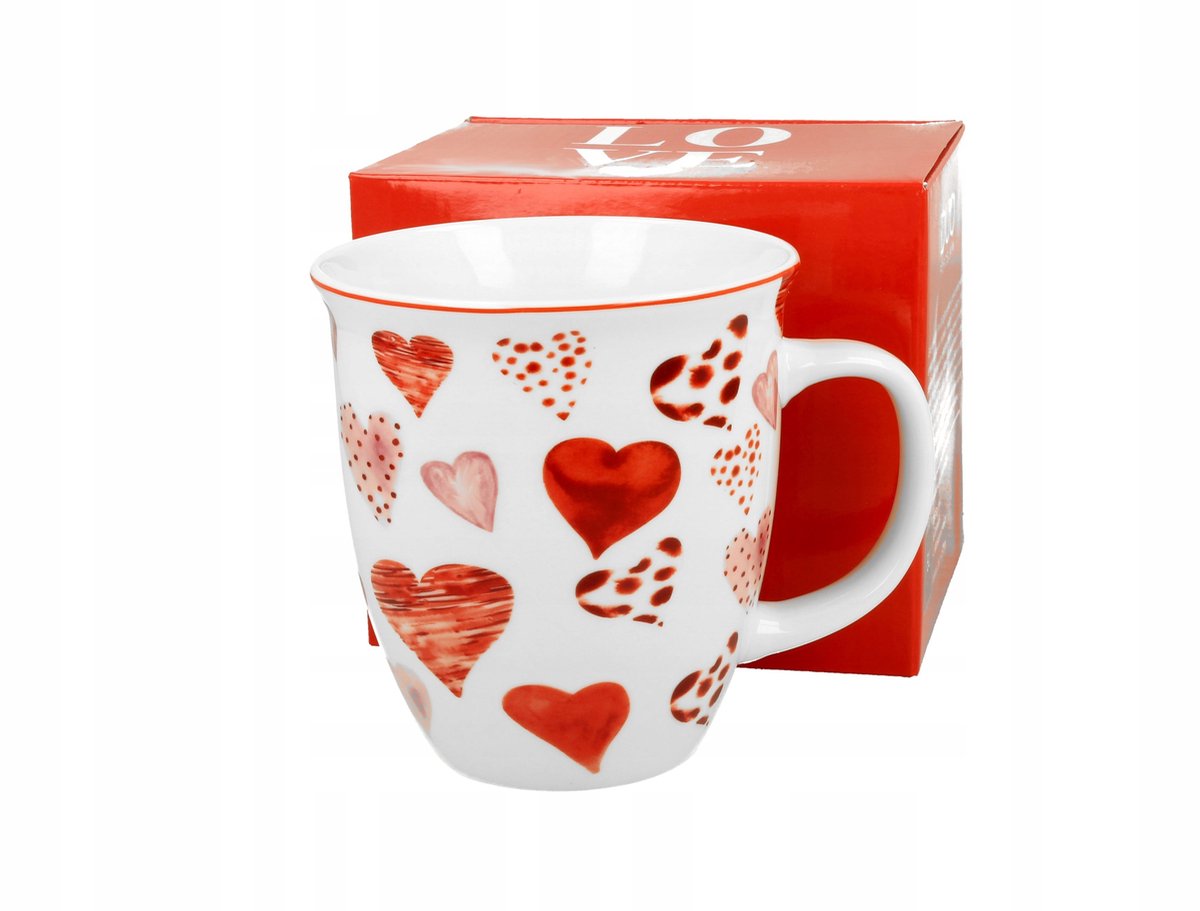 Romantische Mok 650ml met Hartjes - New Bone China