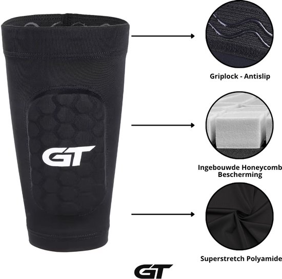 GT Sleeve Shin Pads Senior - 12cm x 7cm - ingebouwd - 12+ jaar - Ingebouwde Scheenbeschermers - Ultralichte Trainingsaccessoire voor Voetbal - Comfort & Bewegingsvrijheid - Unisex - Zwart van GT — afbeelding 2