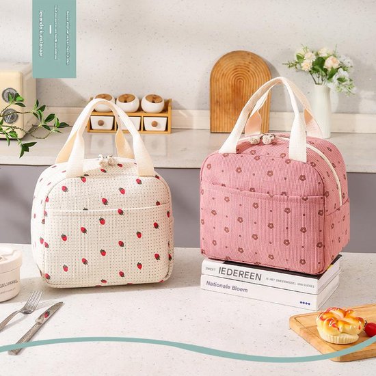 10 Liters - Geïsoleerde Kleine Koeltas - Herbruikbare Lunch Tas voor Werk, School, Picknick, Reizen - Roze Bloemen van Merkloos — afbeelding 5