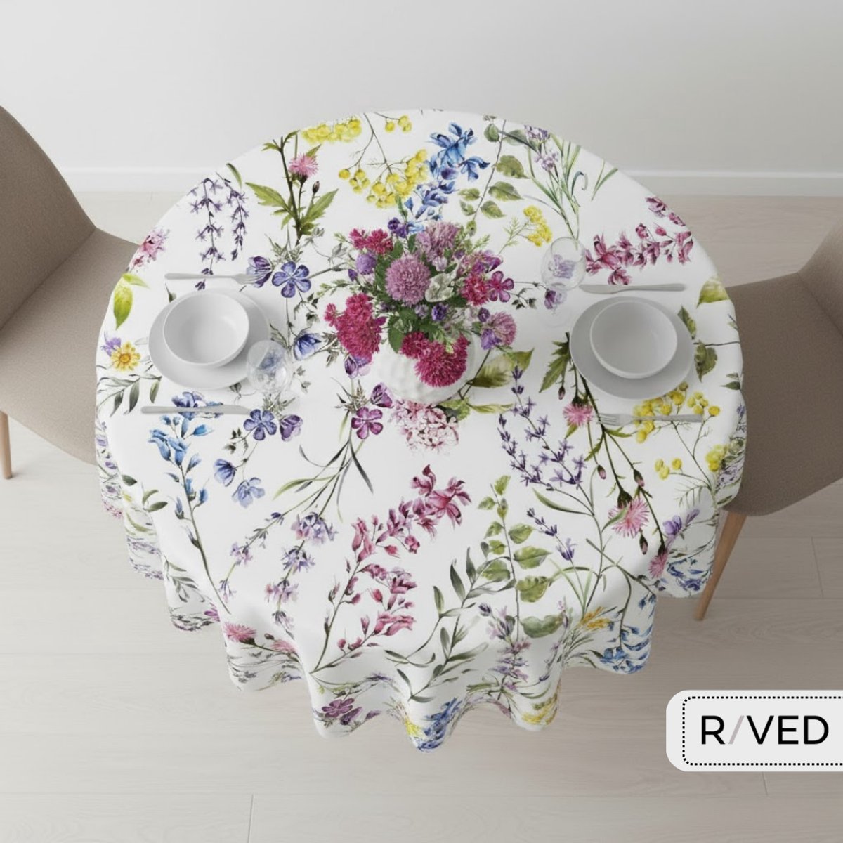 Raved Tafelzeil 140 cm x 180 cm – Lavendel print – PVC - Afwasbaar – Binnen & Buiten