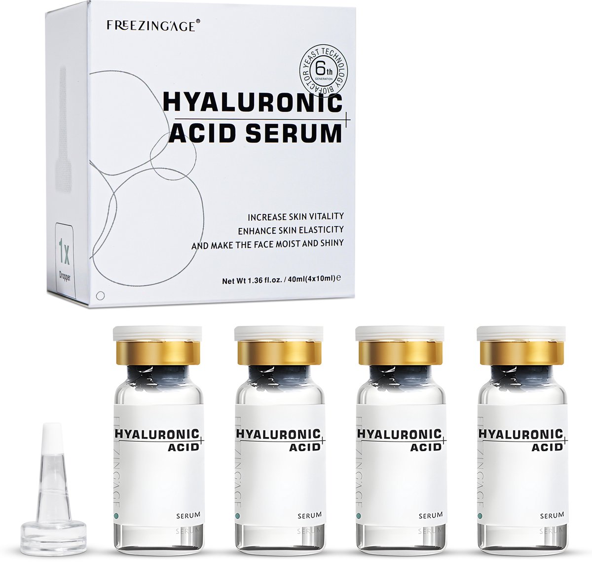 Freezing'Age Hyaluronzuur Serum - Anti-aging Gezichtsserum - Hyaluronic Acid - microneedling - 40 ml.