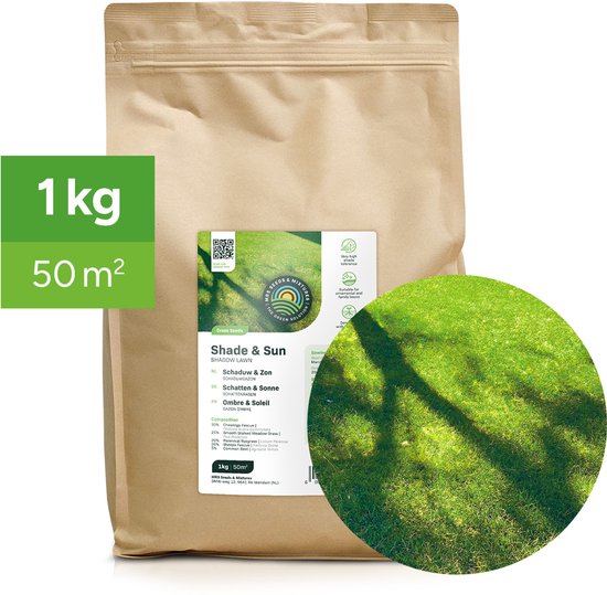 MRS Shade & Sun - Graszaad Schaduwgazon - 1 kg voor 50 m² - Voor gazons in de schaduw én zon - Goede droogte- en betredingstolerantie - Hoge sierwaarde - NAK-gecertificeerd