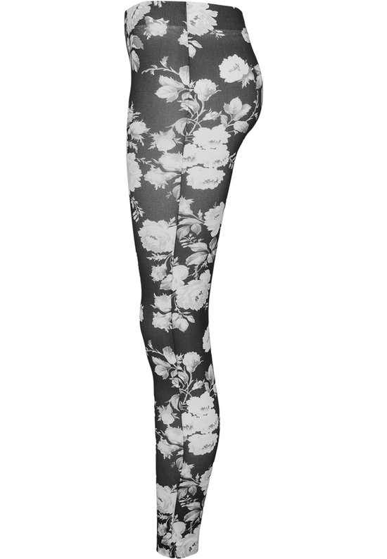 Legging Urban Classics -S- Flower Graphic Noir / Blanc