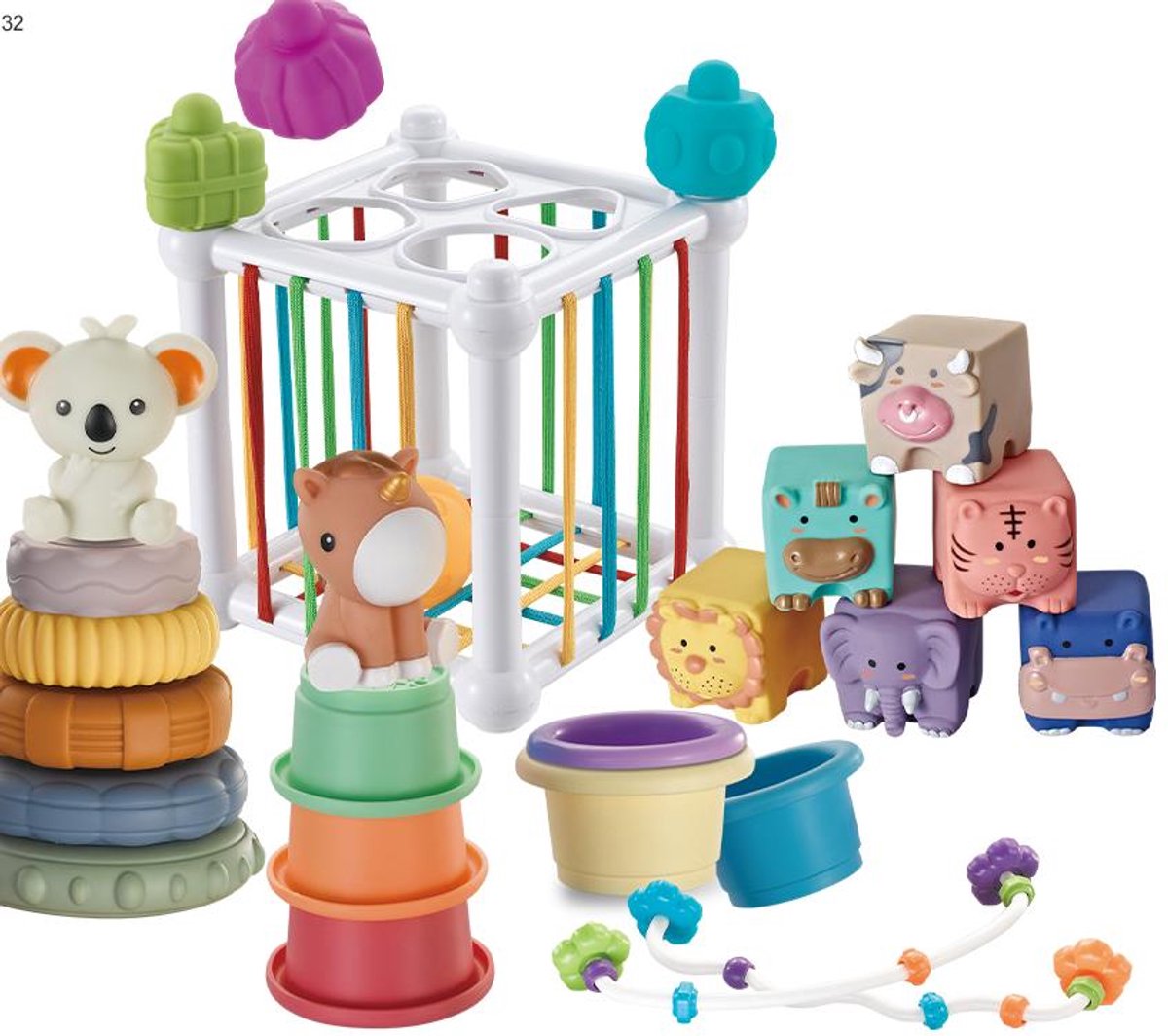 4 in 1 Alaire Speelgoed Set - Speelgoed - Baby Speelgoed - Baby Speelgoed 6 maanden - Educatief Speelgoed -Speelgoed 1 Jaar - Kinderspeelgoed - Stapeltoren - Activiteitenset — afbeelding 4