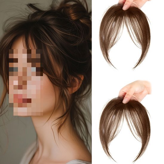 Postiche frange marron clair pour femme, remplacement de cheveux sur le dessus de la tête, coiffure en épingle à cheveux frange française moelleuse et sans couture