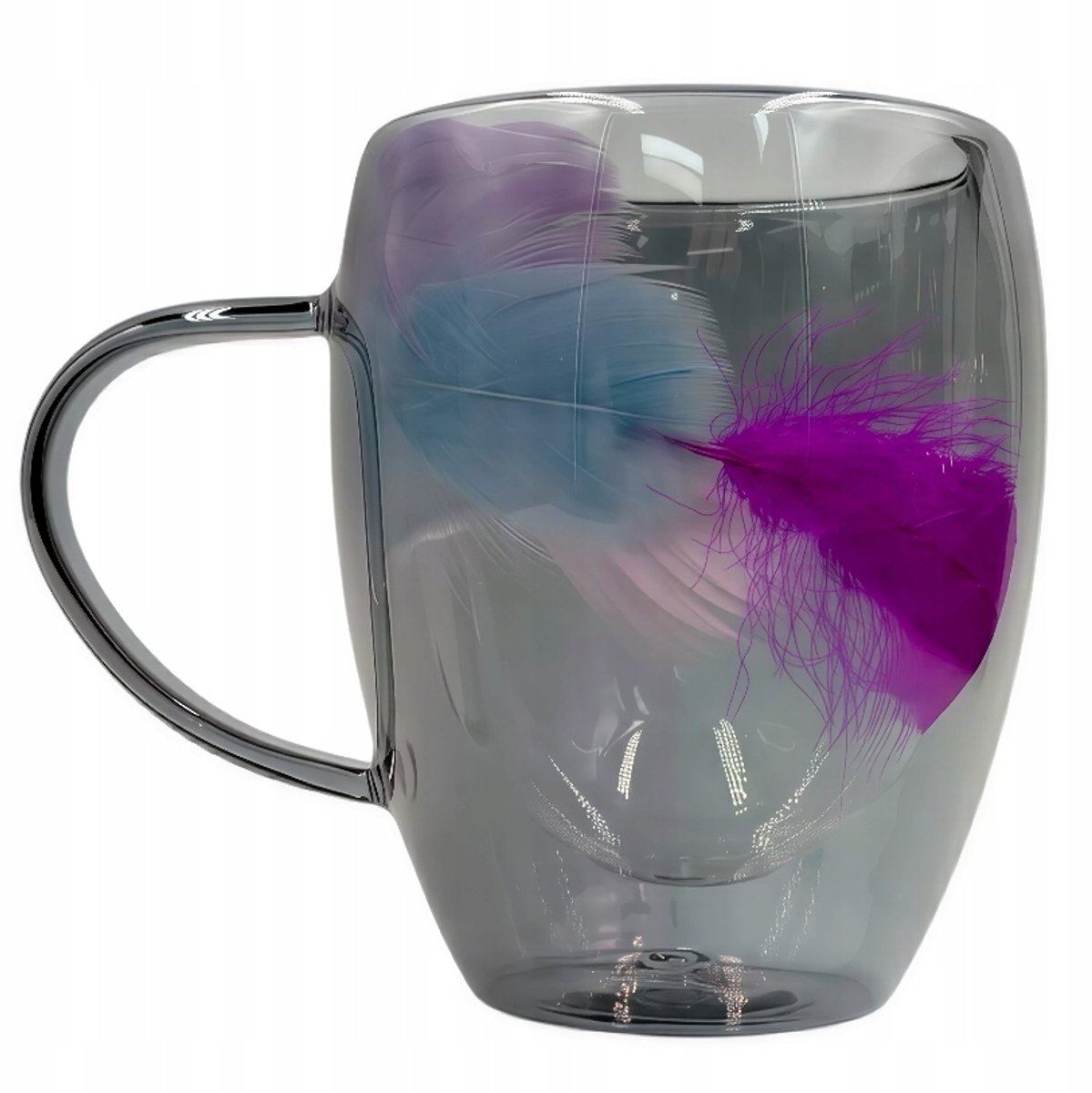 Glazen mok met dubbele wand - 350ml - Donker glas