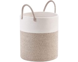 Wasmand Katoen - Wasmanden - Opbergmand 52 ltr - Mand Rond met handvaten - Wasbox Opvouwbaar - Speelgoedmand - 38cm*50cm