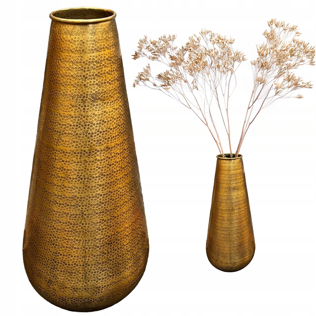 Gouden Metalen Vloer Vaas 48cm - Stijlvolle Decoratie
