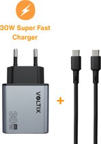 Voltix 30W Snellader - USB C Oplader - Snellader Samsung - USB C Adapter - Oplader Samsung - Oplader iPhone - Super Snel Laden voor Samsung - 30W Snellader - Inclusief 1,5m Nylon Kabel