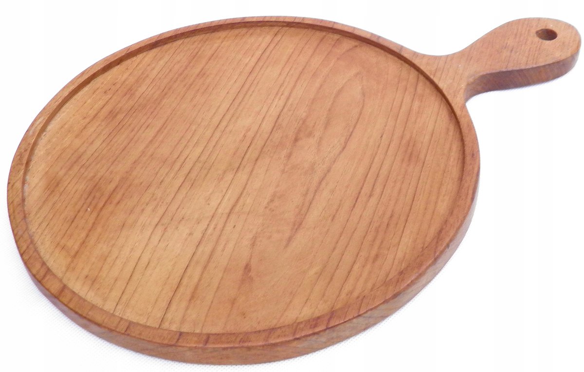 Teak Houten Serveerplank Rond 30cm met Handvat