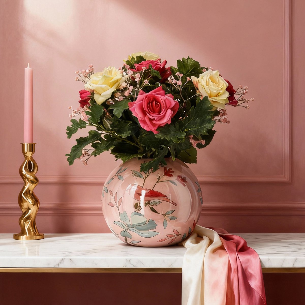 maxifleur Kunstplanten Handgebonden Kunstboeket Olivia Gothenburg 40cm Meerkleurig