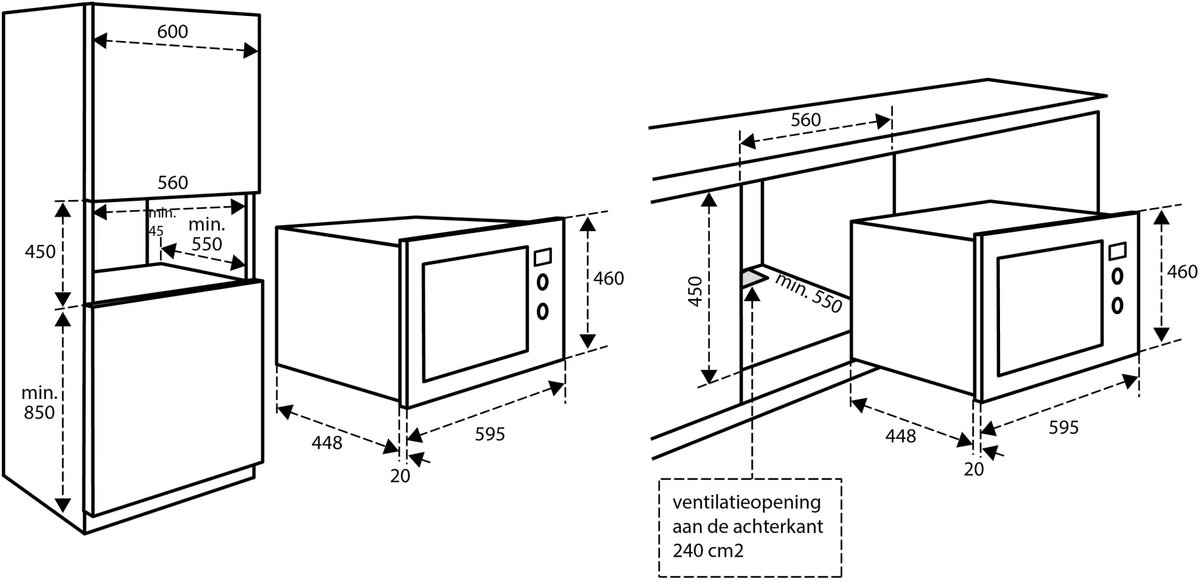 Inventum IMC6132FZWA - Inbouw combi-oven - Hetelucht - Magnetron - Grill - 32 liter - 45 cm hoog - Tot 220 graden - Zwart/RVS — afbeelding 6
