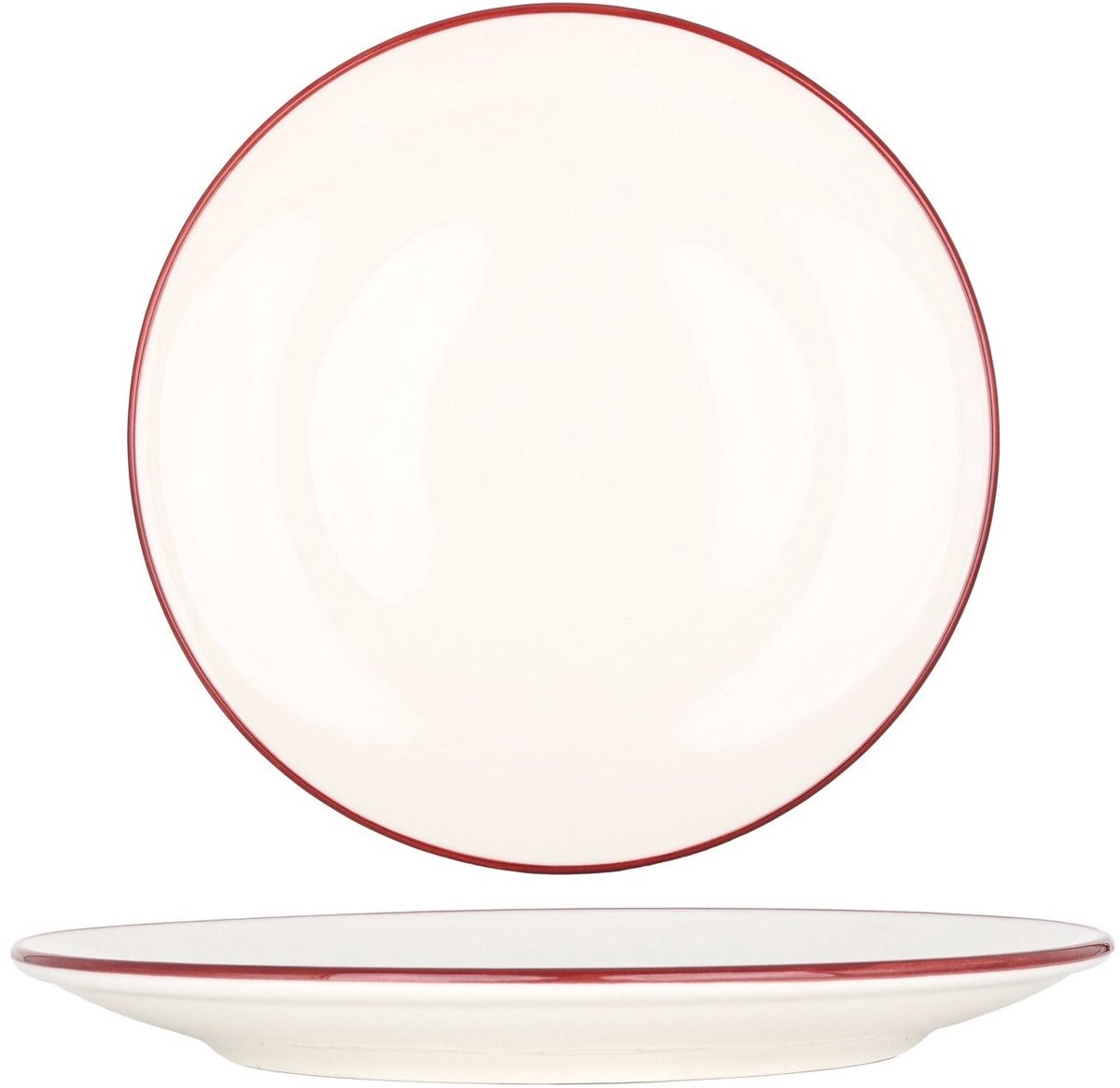 Bonna Dinerbord - Linea Burgundy - Porselein - 27 cm - set van 6