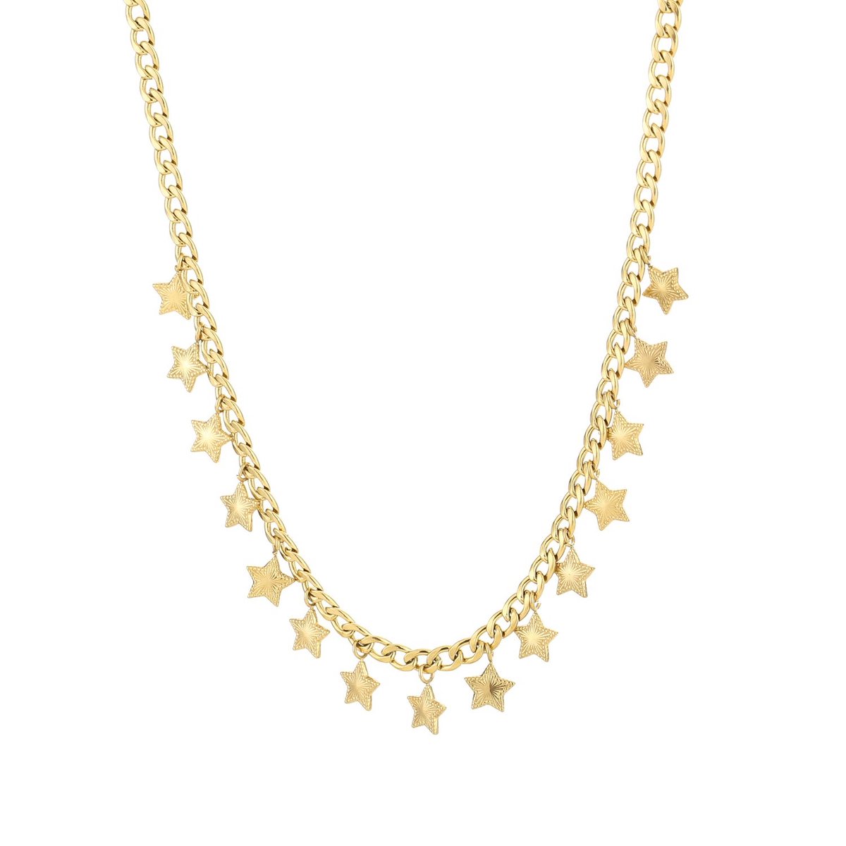 Ketting Sterretjes Stainless Steel - Goudkleurig - Dames - Geschakelde ketting - Cadeau voor haar