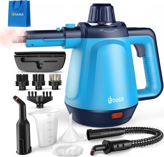 BOLLIT 1200W Stoomreiniger - Handstoomreiniger - 3.5 Bar - Handstomer - Vlekkenreiniger - Steam Cleaner - Tapijtreiniger - Stoomreinigers - Extra Krachtig Stoomapparaat: Vloer, Bank, Keuken Badkamer & Tapijt Reinigen - Incl. Opbergtas