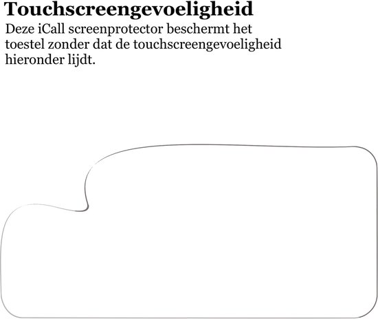 Een iCall screenprotector met de tekst 'Touchscreengevoeligheid'.