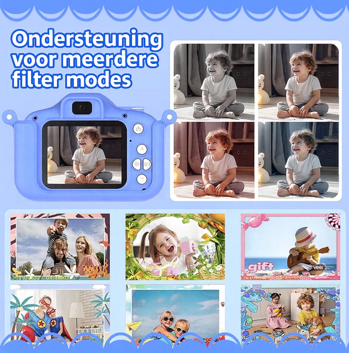 Yammii | Kindercamera HD 1080P – Nieuwste model 2026 - Digitale Camera voor Kinderen – 32GB SD Kaart – Selfiecamera – Foto & Video & Spelletjes – Dino camera – foto 6