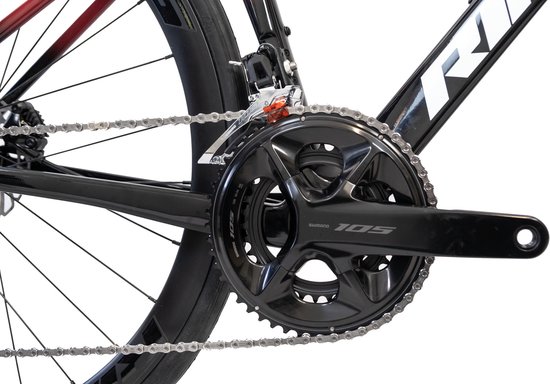 Rinos Odin 4.1.0 Carbon racefiets -Roadbike - lichtgewicht racefiets 700C - Shimano 105 - 24 versnellingen- aerodynamisch ontwerp - hydraulische remmen - Wielen van koolstofvezel-unisex - Zwart Rood XS-50 van Rinos — afbeelding 2