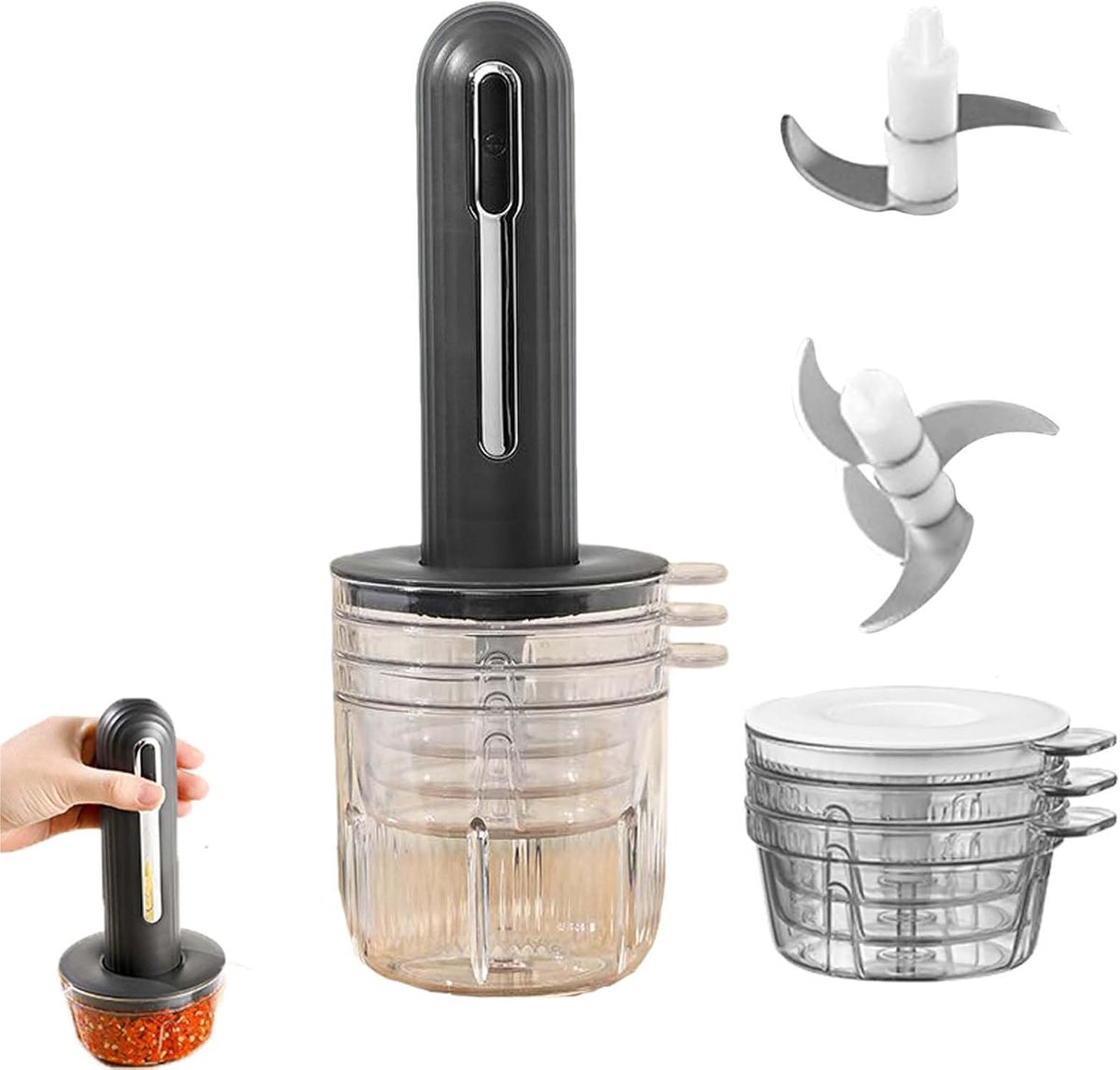 Elektrische knoflookpasta-mixer, hakmolen, multifunctionele keukenmachine, USB-aangedreven, compact keukengereedschap, geschikt voor gehakt, knoflookpasta-bereiding en het hakken van fruit en groenten, zwart