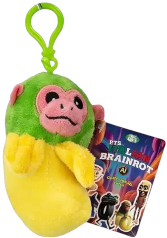 Pince à sac/porte-clés en peluche Cerveau Italien, 13 cm, Chimpanzini Bananini