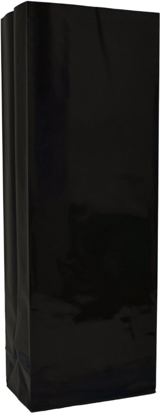 100x Blokbodemzakjes Zwart 105 + 65 x 300 mm - 4-laags - Zeer Hoge Barrière-eigenschappen - Rechthoekige Zak - Voedsel Verpakking - Blokbodem Zakjes - Traktatie Zakjes - Sealbaar - Uitdeelzakjes - Cadeauzakjes - Gekleurde Zakjes