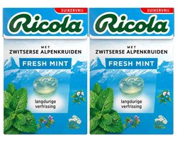 Ricola Fresh Mint Suikervrij Doosje - 2 x 50 gr - Voordeelverpakking