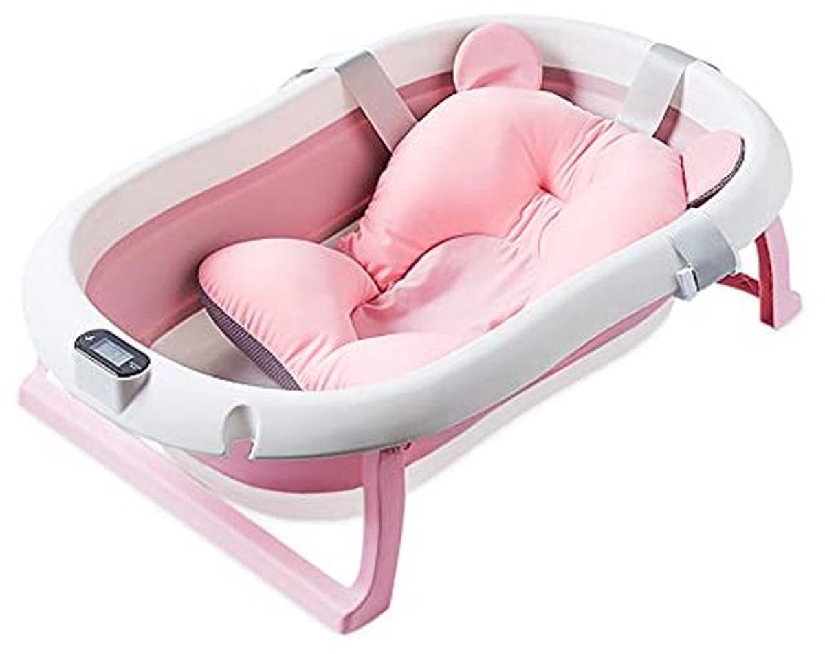 Opvouwbaar babybad met temperatuurdetectie en antislipfunctie - Draagbare babydouchebak voor pasgeborenen en kinderen
