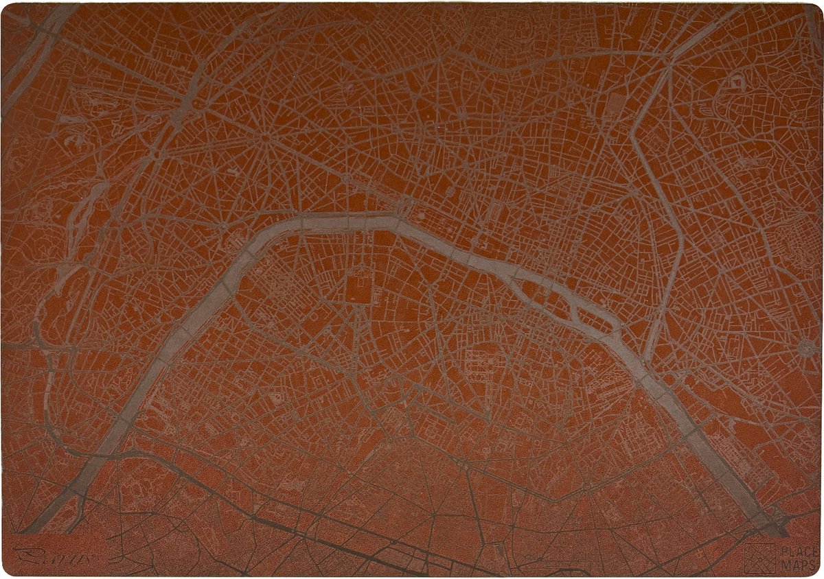 Place Maps Gegraveerde Kunstlederen Placemat Parijs Kastanjebruin 1 stuk