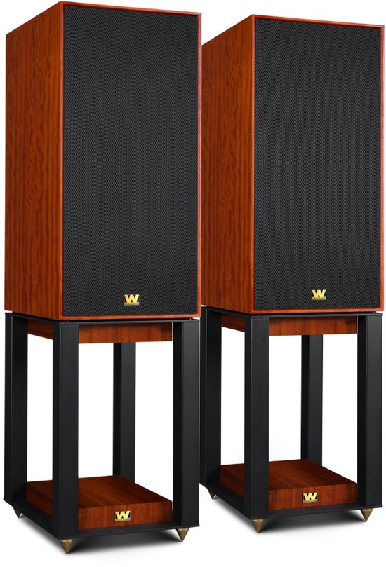 Wharfedale Super Linton Speakers & Super Linton Stands - Bundel - 3-weg, Kevlar Woofer, AMT Tweeter - Rijke Geluidskwaliteit - Iconisch Design - Mahogany/ Mahogany van Wharfedale — afbeelding 2