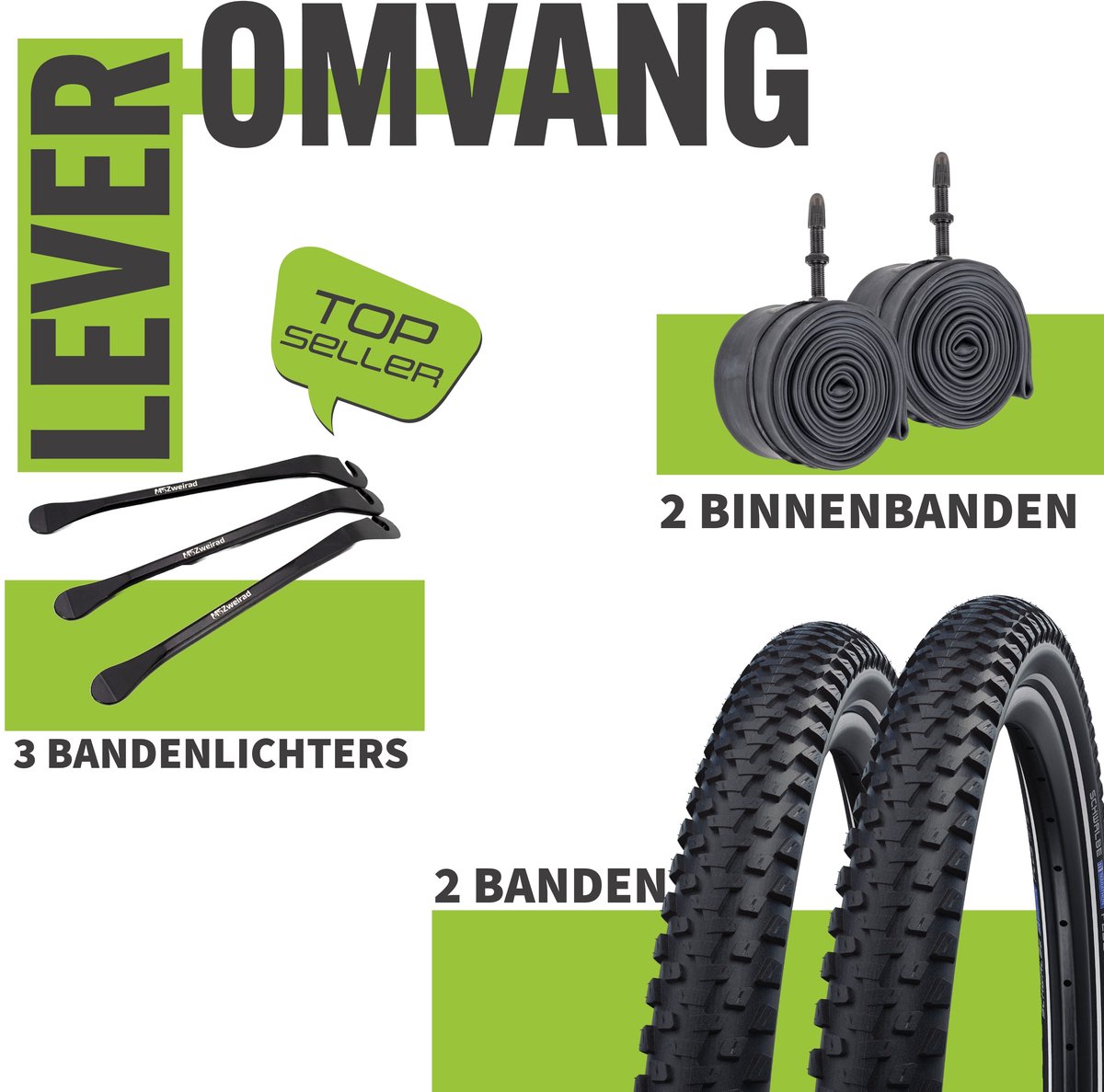 2-delige Set Schwalbe Fietsbanden Marathon Plus MTB 29 inch x 2,25 (57-622) buitenband + en 3 metalen MSZweirad bandenlichters voor eenvoudige wisseling van banden — cadeau in Cadeau-ideeën - foto 4