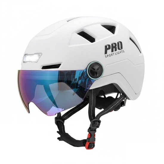 Casque Vélo Speed Pedelec LED Éclairage - 2 Visières - Blanc - Large - NTA 8776 E-Bike