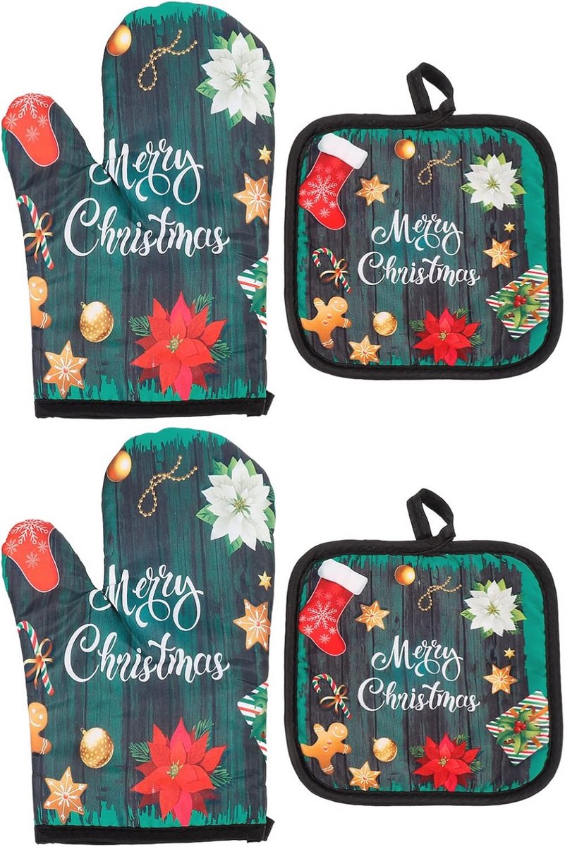 Hittebestendige Ovenwanten voor Kerstmis - Antislip Grillhandschoenen en Bakhandschoenen met Kerstmotieven - Perfect Keukencadeau