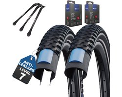 Set de 2 Pneus de vélo Schwalbe Marathon Plus VTT 29 pouces x 2,25 (57-622) : pneu extérieur + chambre à air à valve française/Presta et 3 démonte-pneus métalliques MSZweirad pour un changement de pneu facile.