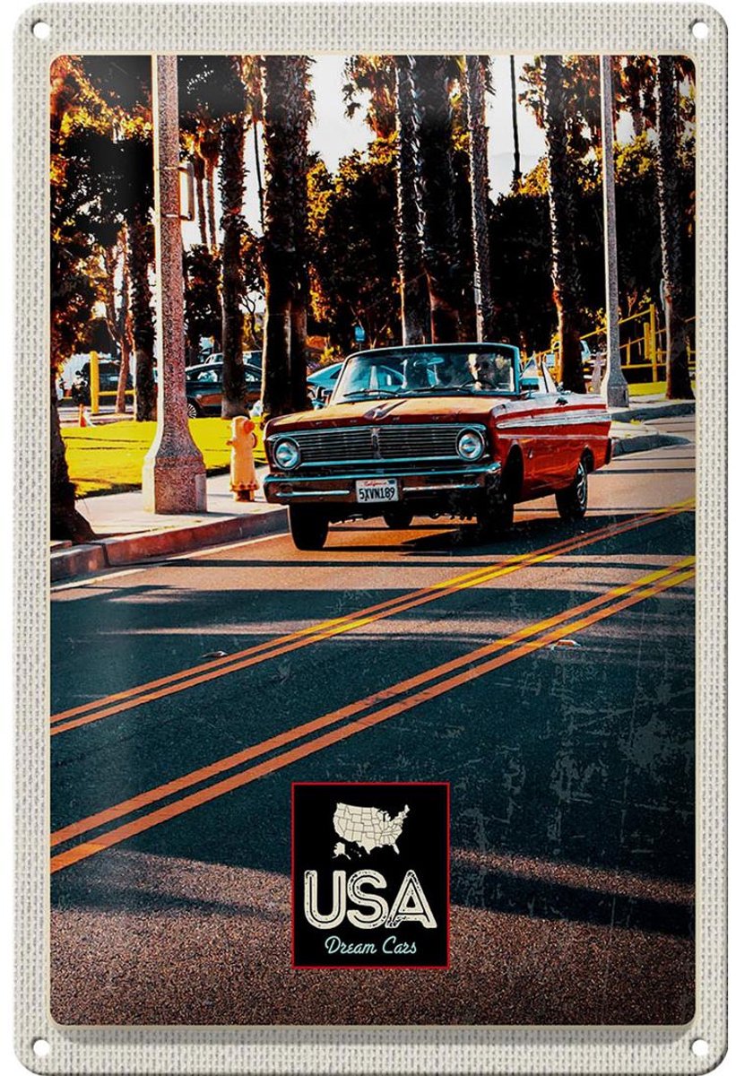Blechschild Reise 20x30cm Amerika Oldtimer Straße Caprio rot
