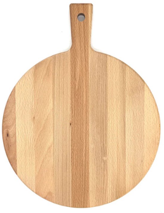 Planche à Tapas ronde en bois de hêtre avec poignée – 29 × 37 cm