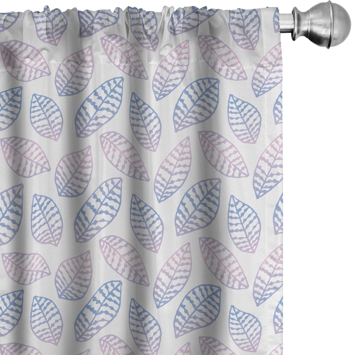 ABAKUHAUS Gordijnen met bladeren – 2x75x245 cm – microvezel – Babyroze en blauw Baby-roze Ceil Blau