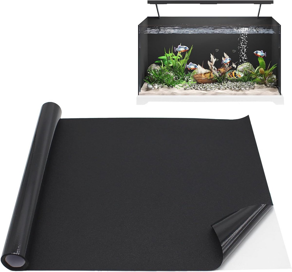 Zwarte Aquarium Achtergrondfolie, Statisch Hechtend, 50 x 200 cm, Decoratieve Aquarium Achtergrond
