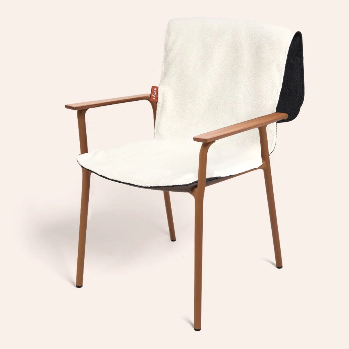 KOZ-E Draadloze Infrarood Warmtedeken met Accu – Verwarmd Stoelkleed – 46,5 x 139 cm – Zachte, wol-achtige stof – Beige