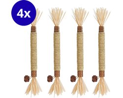 FURTASTIC® Matatabi Stokjes voor Katten - 4 Stuks – 100% Natuurlijk Catnip Kattenspeelgoed