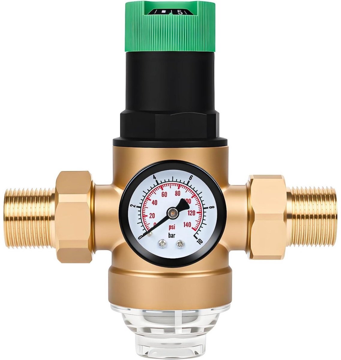 GELLDG Drukregelaar - Waterdrukregelaar - 3/4 inch waterdrukregelklep - Met manometer en filter - Messing - Geschikt voor residentieel, bouw- en industrieel gebruik