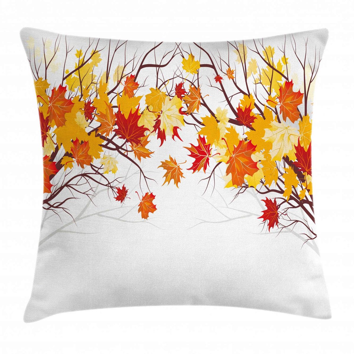 ABAKUHAUS Cartoon herfstblad kussenhoes 40x40 cm – bedrukt aan twee zijden Oranje