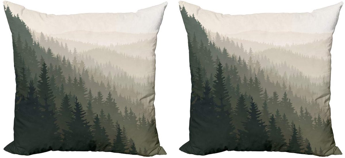 ABAKUHAUS Bos kussenhoes – Set van 2x45x45 cm – Dubbelzijdig bedrukt Dunkelgrün