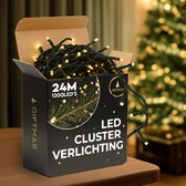 Giftmas Kerstboomverlichting - Kerstverlichting Buiten - 24M Clusterverlichting - 1200 Warm Witte LED’s - Binnen en Buiten - Warme Sfeerverlichting