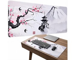 Grote Muismat 90x40 | Gaming Muismat | Wit | XXL | Antislip | Desktop Mat | Computer Mat | Blossom